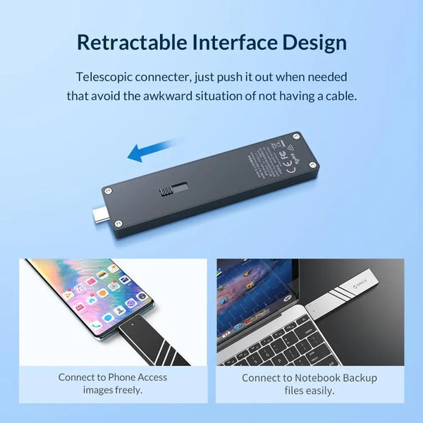 ORICO 10Gbps M2 NVMe SSD Case With Retractable Interface Type C USB3.1 UASP M.2 USB NVME Enclosure Aluminum Hard Drive Disk Box