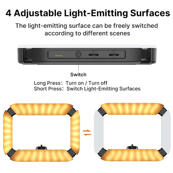 ភ្លើង LED សម្រាប់ថតវីដេអូលើស្មាតហ្វូន Ulanzi U200 សម្រាប់កាមេរ៉ា GoPro និង Youtube Live Lamp ជាមួយ Cold Shoe សម្រាប់មីក្រូហ្វូន និងជើងកាមេរ៉ាវីដេអូ
