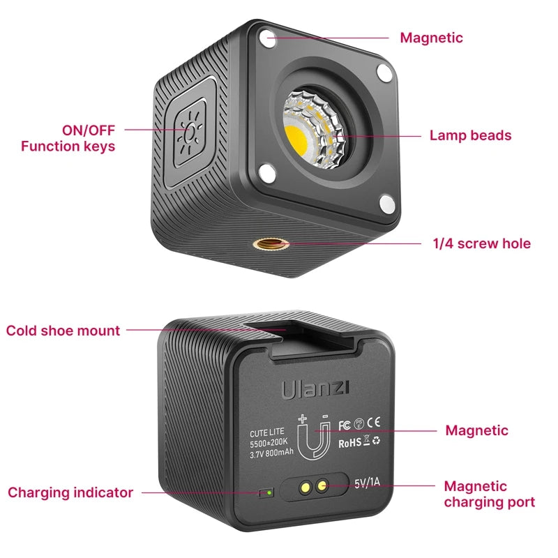 ភ្លើងវីដេអូ LED Ulanzi L2 10M IP68 ធន់នឹងទឹក អាចបន្ថយពន្លឺបាន សម្រាប់កាមេរ៉ាថតរូបក្រោមទឹក មុជទឹក សម្រាប់កាមេរ៉ា GoPro DJI DSLR
