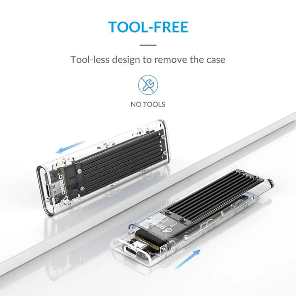 ORICO M2 SSD Case NVME SSD Enclosure M.2 to USB Type C Transparent Hard Drive Enclosure for NVME PCIE NGFF SATA M/B Key SSD Disk