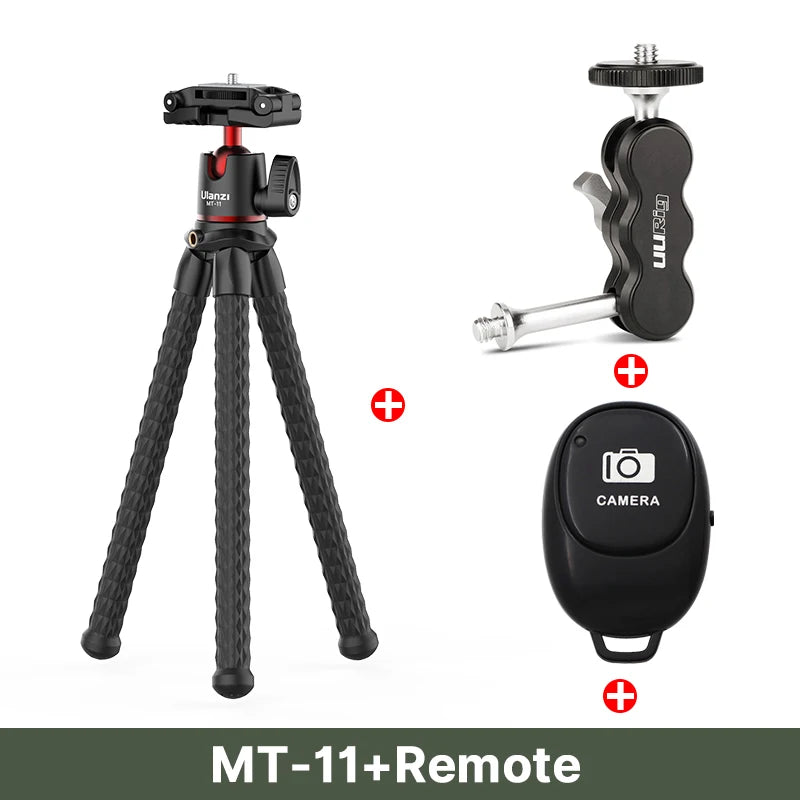 ជើងកាមេរ៉ាតូច Ulanzi MT-11 ដែលអាចបត់បែនបានសម្រាប់កាមេរ៉ា Gopro iPhone ស្មាតហ្វូន DSLR SLR Vlog ចល័ត 2 ក្នុង 1 ដំបង Selfie Tripod
