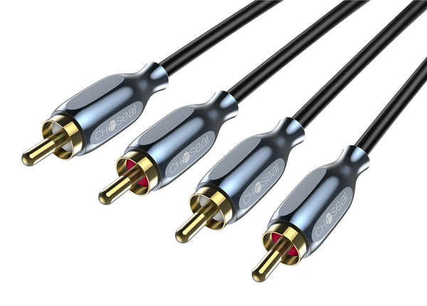 ខ្សែ Choseal RCA ខ្សែអាដាប់ទ័រ RCA AUX ទំហំ 3.5 ម.ម, ខ្សែអូឌីយ៉ូស្តេរ៉េអូ Y Splitter រចនាឡើងសម្រាប់ភ្ជាប់ចុះក្រោម និងស្រោបដោយមាសពីរស្រទាប់