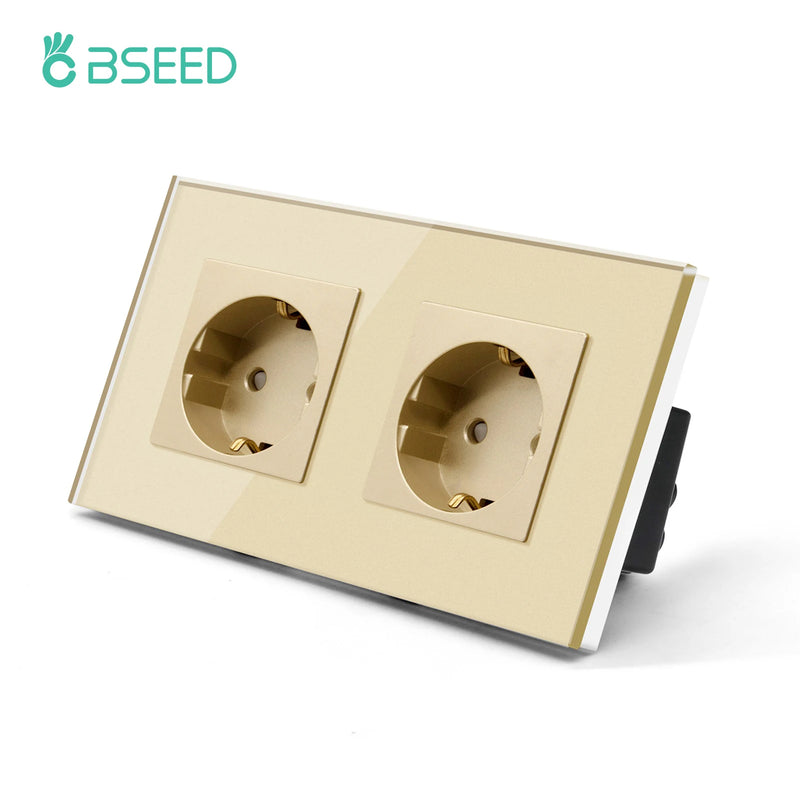 BSEED Double Light Switches Touch Sensor Wall Switch Glass 2Gang 1Way Switches Dark Blacklight White Black Golden 300W/Gang