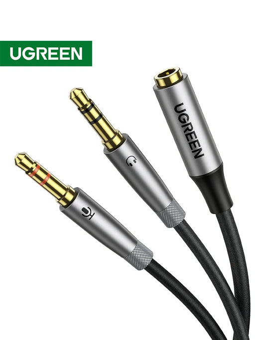 UGREEN Headphone Splitter for Computer 3.5mm Female to 2 Dual 3.5mm Male Mic Audio Y Splitter AUX Cable Headset to PC Adapter