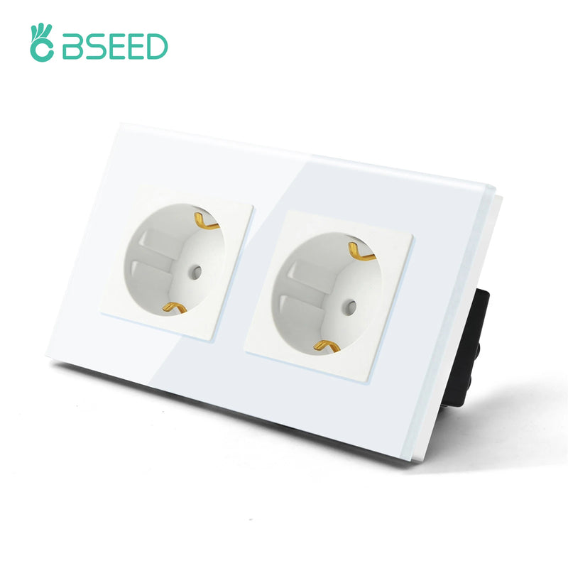 BSEED Double Light Switches Touch Sensor Wall Switch Glass 2Gang 1Way Switches Dark Blacklight White Black Golden 300W/Gang