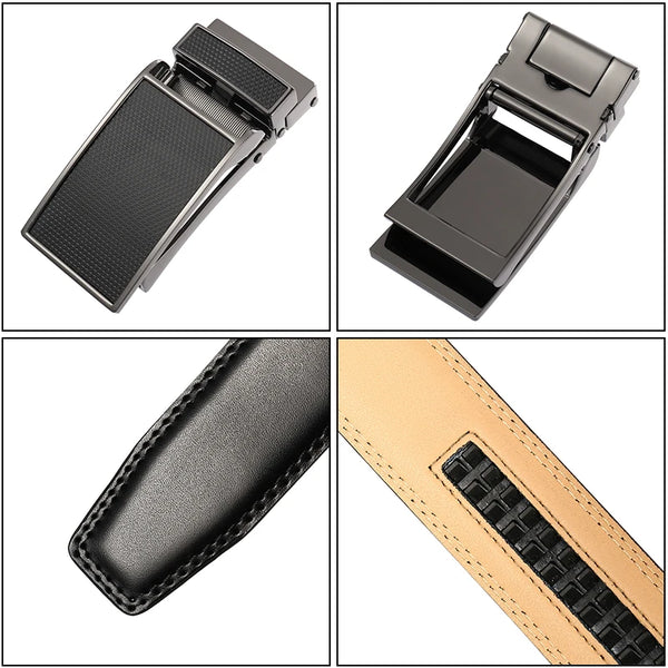 VATLTY New 31mm Leather Belt for Men Hard Alloy Automatic Buckle Soft Natural Cowhide Non-porous Trouser Belt Suit Girdles Male