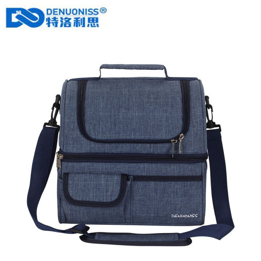 DENUONISS Cooler Bag Two Compartmenrs insulated Bag Oxford EVA Lining Leakproof Thermal Bag Blue
