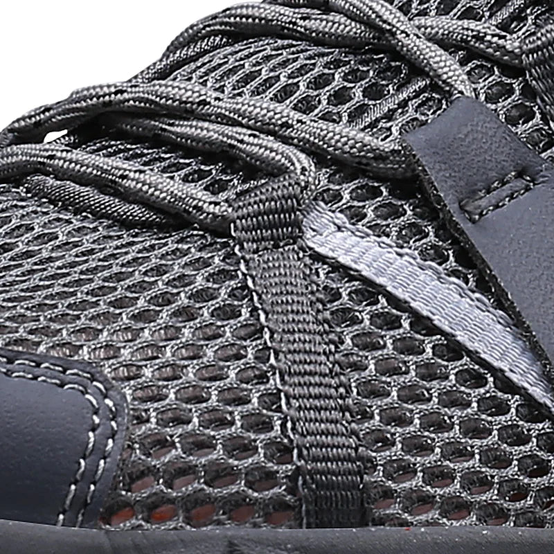 HUMTTO Men's Hiking Shoes Breathable Mesh Lightweight Lace-Up Non-slip Trekking Shoes Spring Summer Outdoor Sneakers Hot Sale