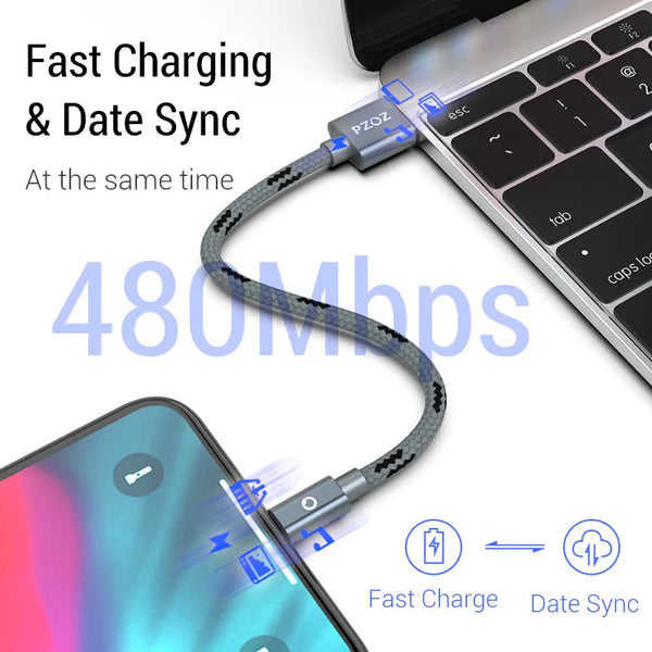 PZOZ 2m 3m For iphone 14 13 12 11 Xs Xr 8 7 charger usb cable phone fast charging cables and organizers fast charging charger