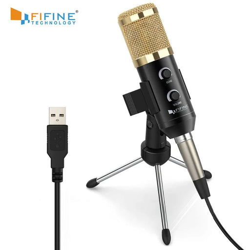 FIFINE Condenser Microphone with Tripod Stand Microphone Clip USB Socket suit for PC Macbook for Online Teaching Chatting k058 CHINA