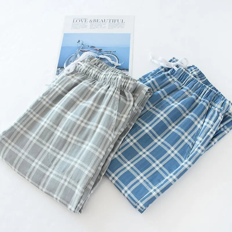 New Casual Women Sleepwear Pant Spring Autumn Cotton Pajamas Pants Plaid Couple's Home Wear Sleeping Trousers Men Pantalones