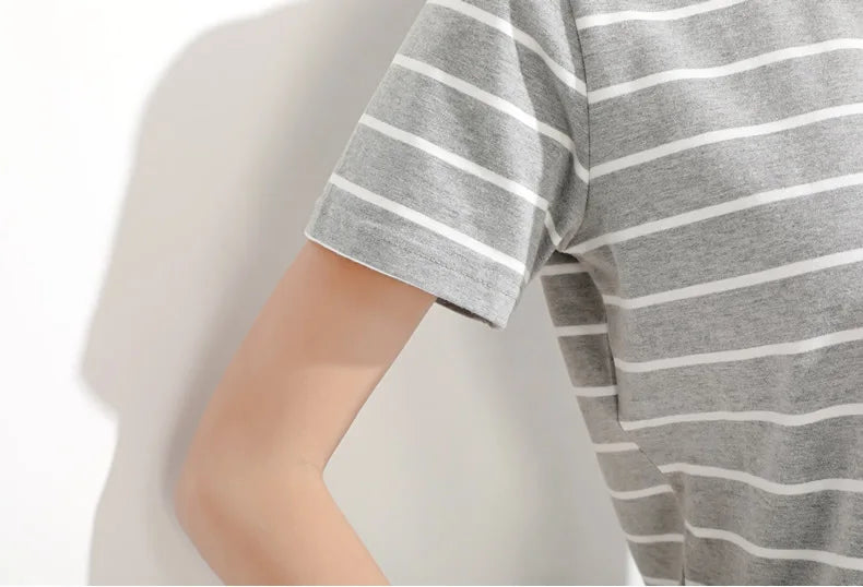 Fdfklak Good quality cotton pajamas women short sleeve striped pijamas set summer girl's sleepwear pajama new pyjama femme