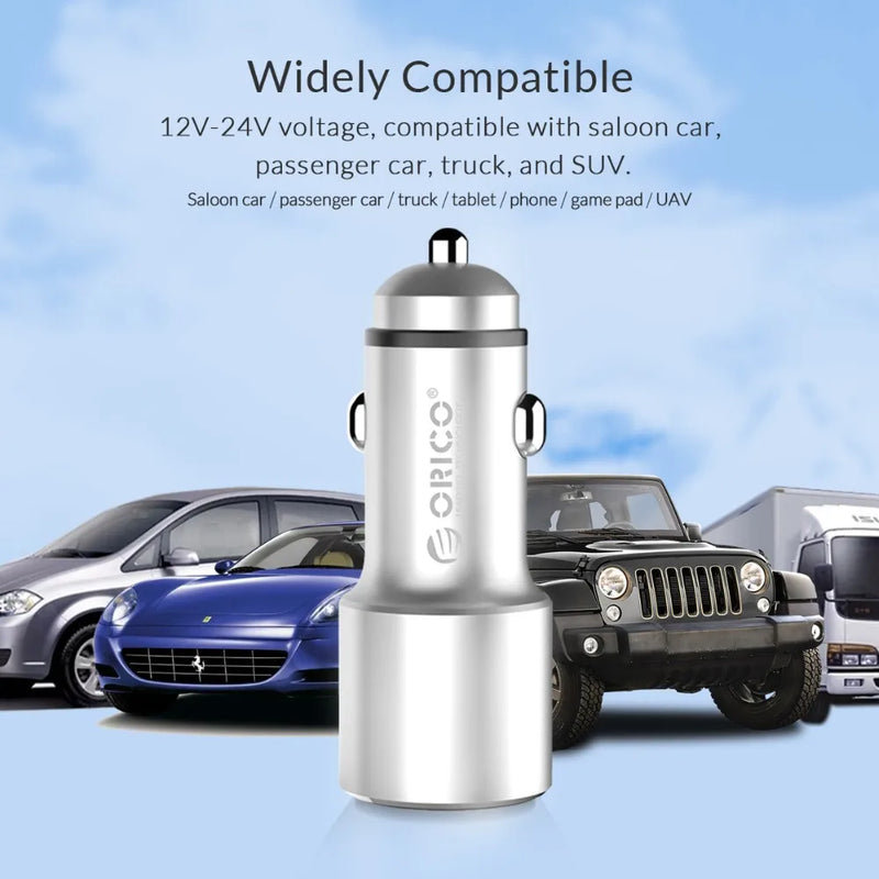 ORICO 12W Universal Car Charger Travel Phone Charger Dual  Mini Car-charger Power Socket Adapter Cigarette Lighter Splitter