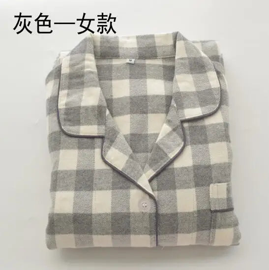Fdfklak Large size spring autumn pijamas women long sleeve cotton pajamas set plaid couple's pijama sleepwear pyjama femme