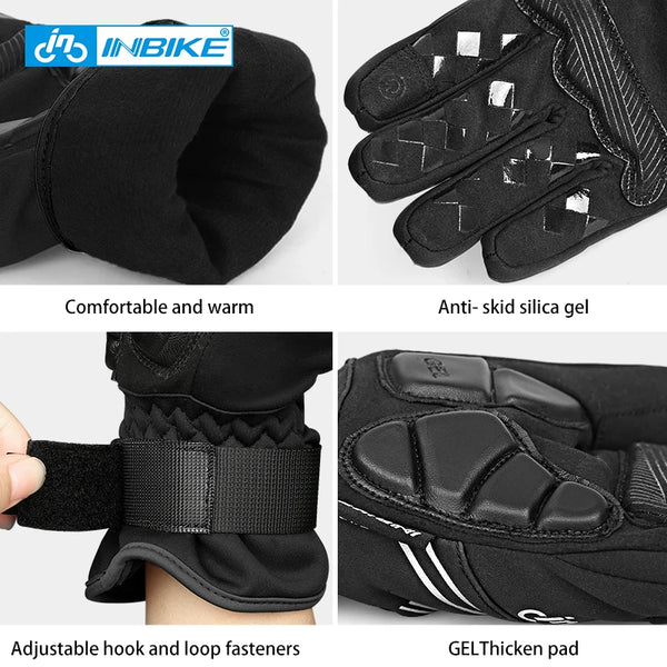 INBIKE  Winter Cycling Gloves Gel Padded Thermal Full Finger Bike Bicycle Gloves Touch Screen Windproof Women Men Glove GW969REU