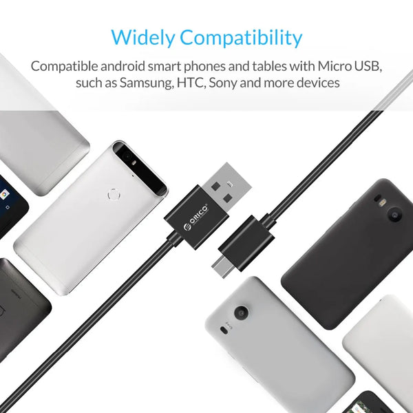 ORICO Micro USB 2.0 Charging Data usb cable charging cable for Smartphones 30cm*5 - Black / White for redmi k20 pro