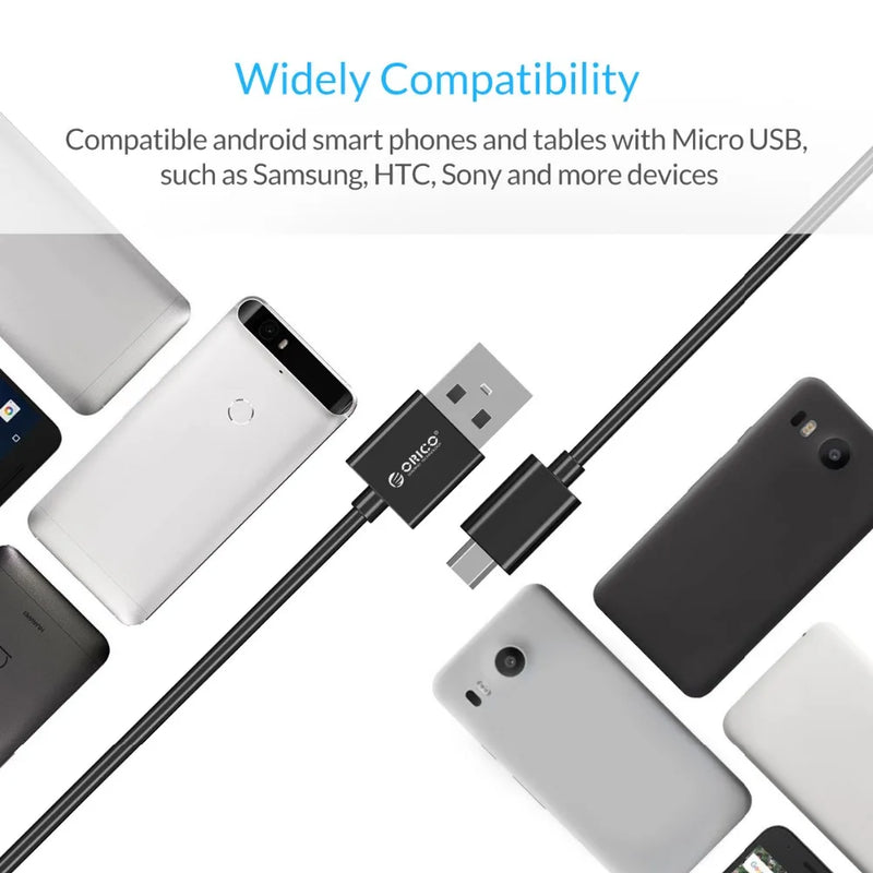 ORICO Micro USB 2.0 Charging Data usb cable charging cable for Smartphones 30cm*5 - Black / White for redmi k20 pro