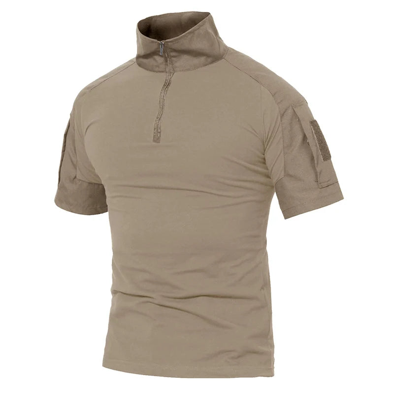 TACVASEN Men's Short Sleeve T-Shirts With Zipper Pockets Mens Summer Solid T Shirts Safari Tee Shirts Hiking Work Clothing