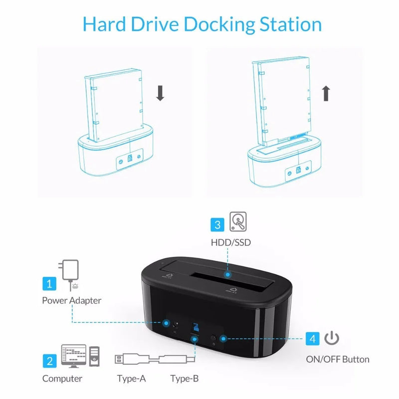 ORICO Hard Drive Docking Station USB 3.0 to SATA HDD Docking Station for 2.5/3.5 inch SATA Hard Drive Card Reader Support