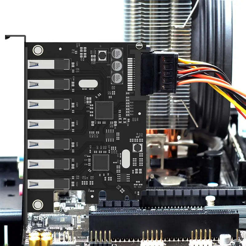 ORICO SuperSpeed 7 Port USB 3.0 PCI-E Express Card with a 15pin SATA Power Connector PCIE Adapt
