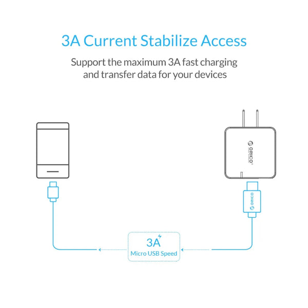 ORICO Micro USB 2.0 Charging Data usb cable charging cable for Smartphones 30cm*5 - Black / White for redmi k20 pro