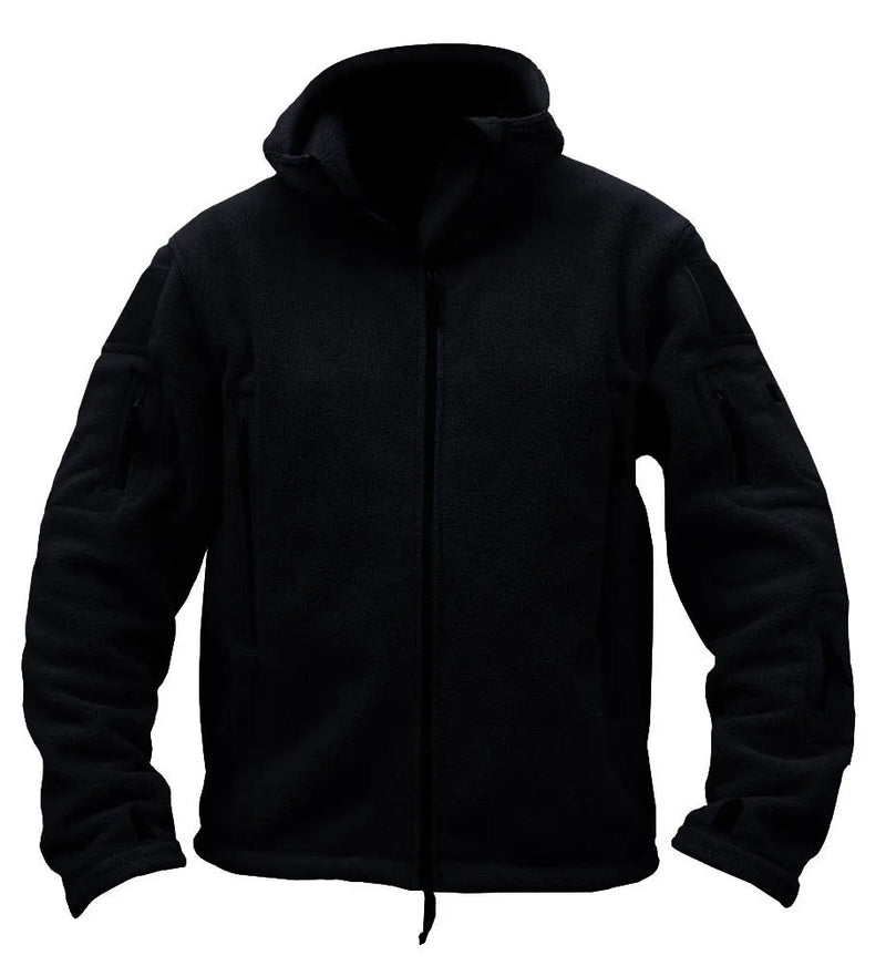 TACVASEN Winter Hooded Fleece Jackets Mens Zipper Pockets Camping Work Jacket Thermal Autumn Outerwear Outdoor Hiking Warm Coat
