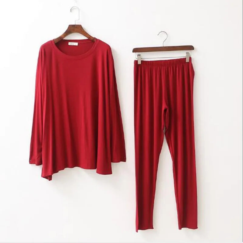 Loose modal cotton home clothes long sleeve autumn winter pajamas women large size ladies sleepwear pijama set lounge pyjama