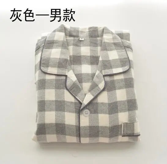 Fdfklak Large size spring autumn pijamas women long sleeve cotton pajamas set plaid couple's pijama sleepwear pyjama femme