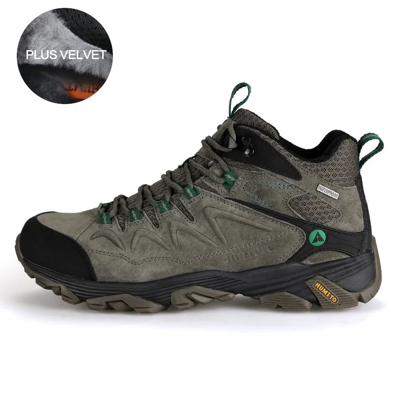 HUMTTO Hiking Shoes Men Winter Outdoor Sports Climbing Shoes Non - slip Warm Lace-up Trekking high-top Sneakers Big Size