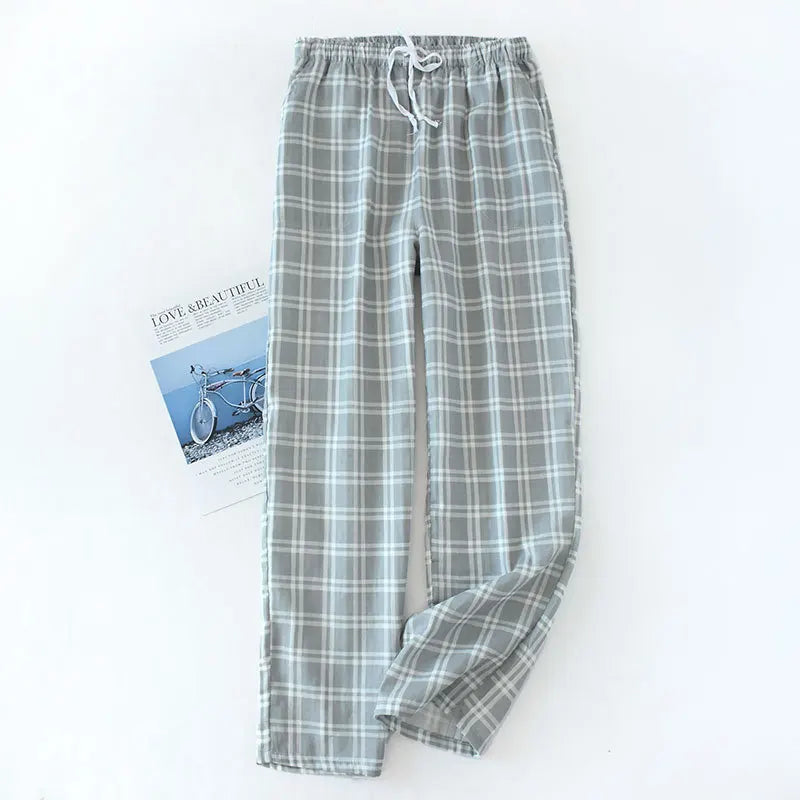 New Casual Women Sleepwear Pant Spring Autumn Cotton Pajamas Pants Plaid Couple's Home Wear Sleeping Trousers Men Pantalones