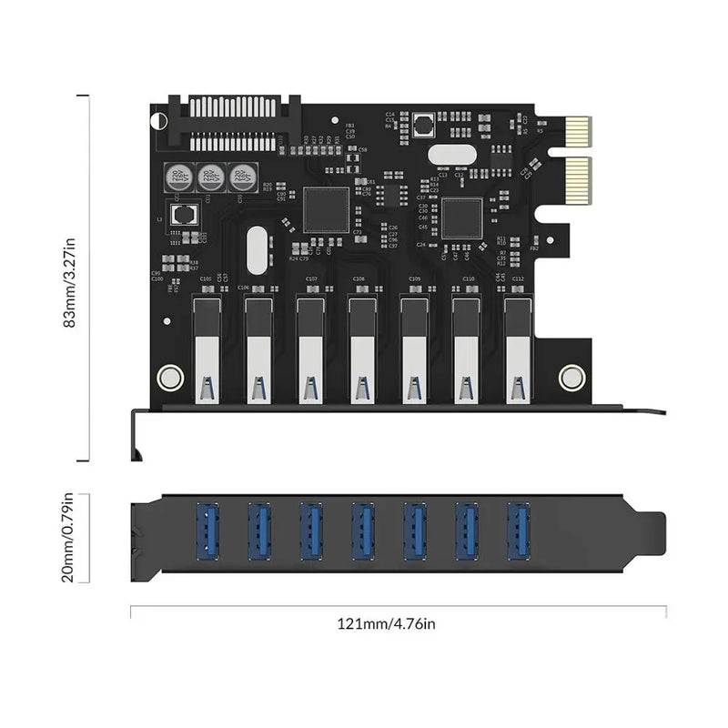 ORICO SuperSpeed 7 Port USB 3.0 PCI-E Express Card with a 15pin SATA Power Connector PCIE Adapt