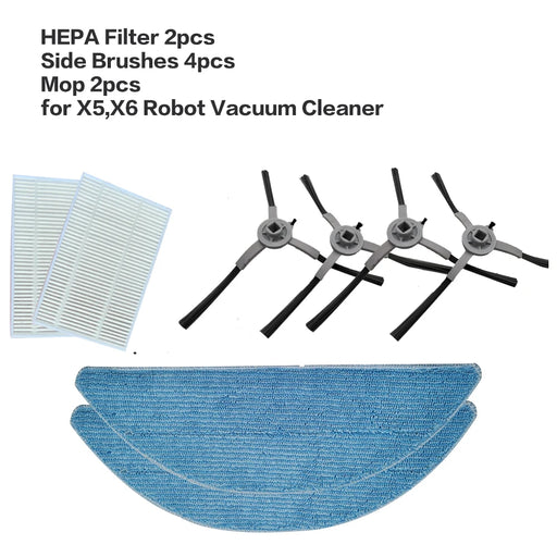 Spareparts HEPA,SIDE BRUSH, MOP for X5 X6 Robot Vacuum Cleaner