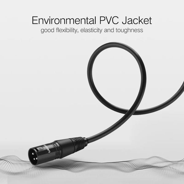 ខ្សែ XLR Ugreen សម្រាប់មីក្រូហ្វូន Karaoke Sound Cannon Cable Plug XLR Extension Microphone Cable for Audio Mixer Amplifiers XLR Cord