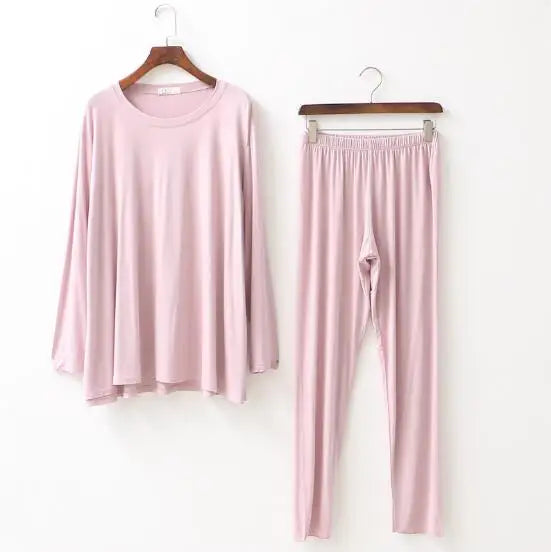 Loose modal cotton home clothes long sleeve autumn winter pajamas women large size ladies sleepwear pijama set lounge pyjama