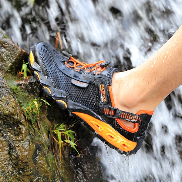 HUMTTO Mens Upstream Shoes Outdoor Trekking Wading Aqua Shoes Breathable Mesh Quick drying Waterproof Sneakers Big Size Hiking