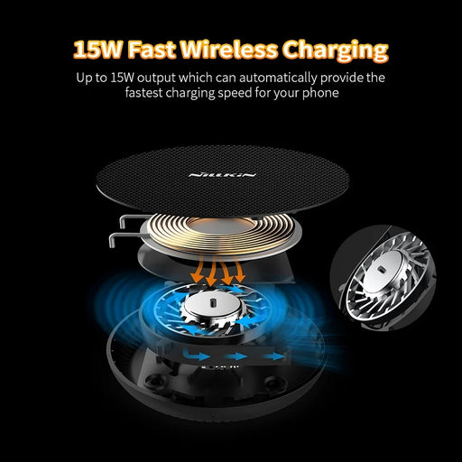 15W Fast Wireless Charger Cooling Fan Nillkin Qi Fast Wireless Charging Pad Nylon for iPhone X XR For Samsung S10/S9/Note 8 Mi 9