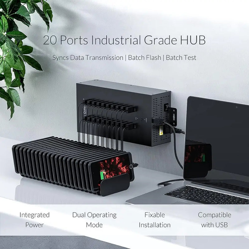 ORICO IH20P USB2.0 HUB 20 Ports Industrial USB Splitter  With 150w integrated independent Power Adapter For Windows Mac OS Linux