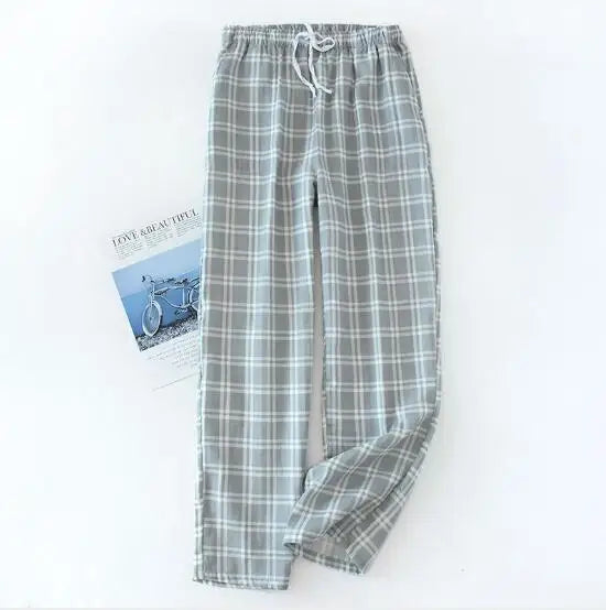 New Casual Women Sleepwear Pant Spring Autumn Cotton Pajamas Pants Plaid Couple's Home Wear Sleeping Trousers Men Pantalones