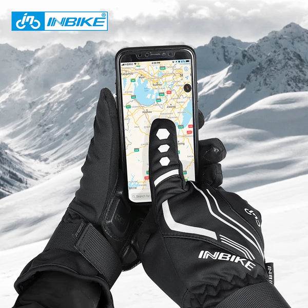 INBIKE  Winter Cycling Gloves Gel Padded Thermal Full Finger Bike Bicycle Gloves Touch Screen Windproof Women Men Glove GW969REU