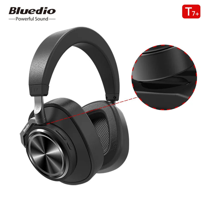 Bluedio T7+ ANC Bluetooth Headphones Over-ear Wireless Headset 57mm Driver Stereo HIFI Bass Bluetooth Earphone With SD Card Slot T7 Plus SD card slot CHINA