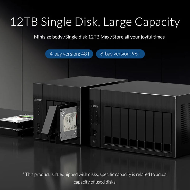 ORICO 3.5''NAS 4 Bay Network Attached Storage with RAID Gen7 RJ45 Audio 48TB for enterprise