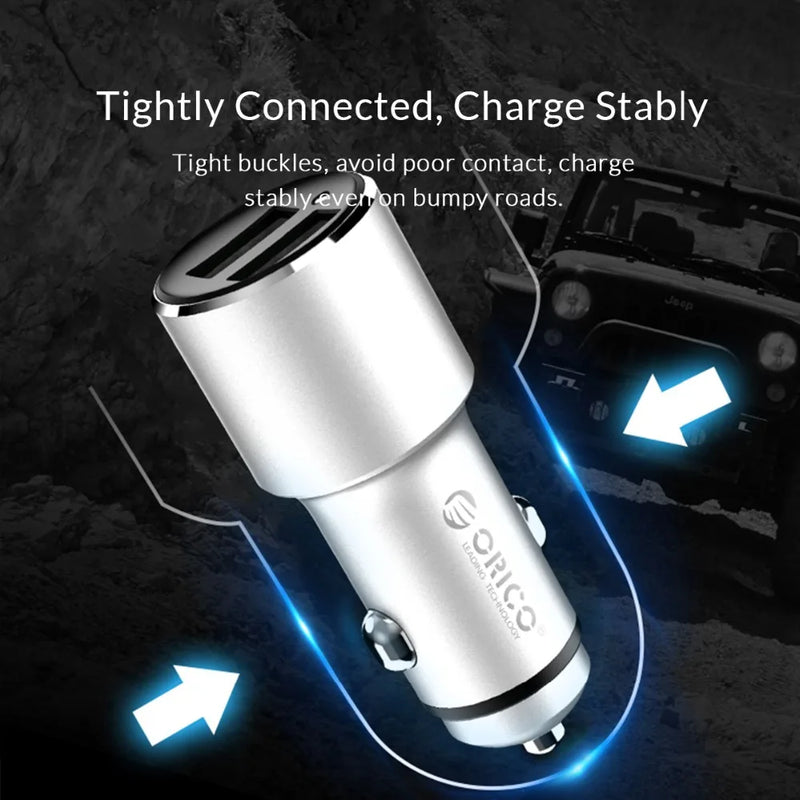 ORICO 12W Universal Car Charger Travel Phone Charger Dual  Mini Car-charger Power Socket Adapter Cigarette Lighter Splitter