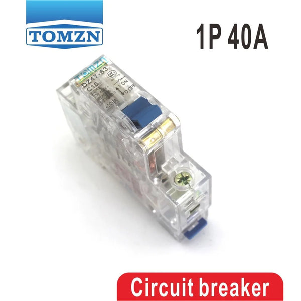 TOMZN 1P 40A 40ampere 230V 50/60HZ Transparent Case Mini Circuit Breaker MCB C45 Type