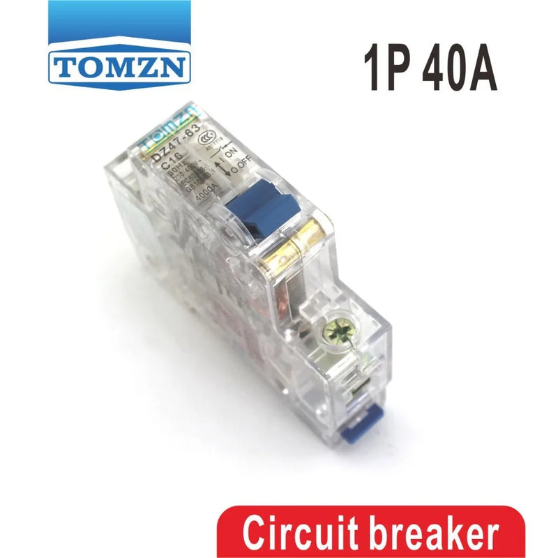 TOMZN 1P 40A 40ampere 230V 50/60HZ Transparent Case Mini Circuit Breaker MCB C45 Type