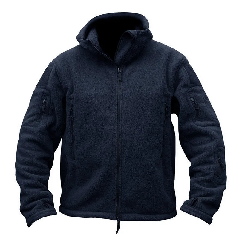 TACVASEN Winter Hooded Fleece Jackets Mens Zipper Pockets Camping Work Jacket Thermal Autumn Outerwear Outdoor Hiking Warm Coat