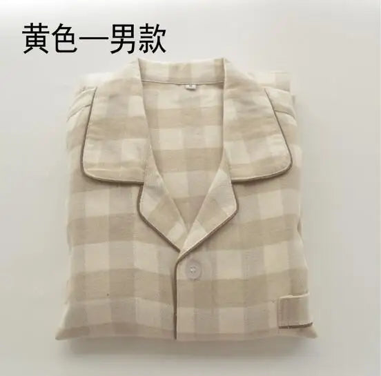 Fdfklak Large size spring autumn pijamas women long sleeve cotton pajamas set plaid couple's pijama sleepwear pyjama femme