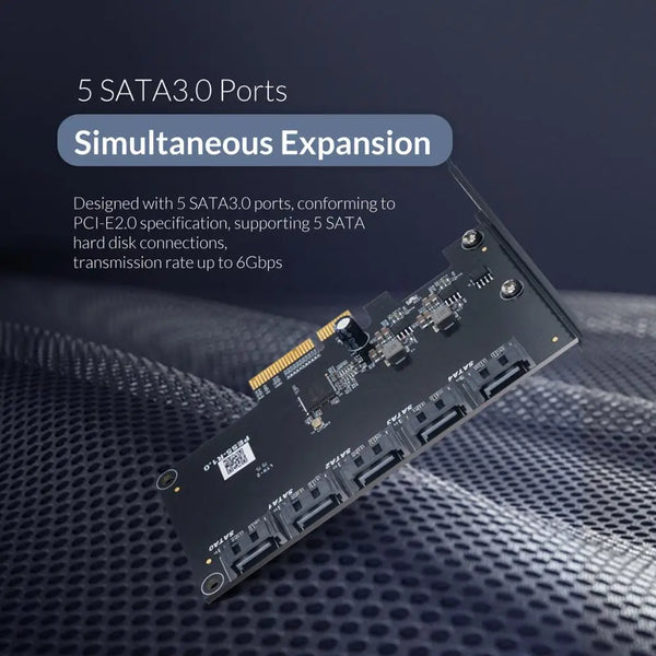 ORICO PCI-E to 5-Port SATA3.0 Expansion Card PCI-E X4 Slot Support 6Gbps PCI-E to SATA Adapter HUB