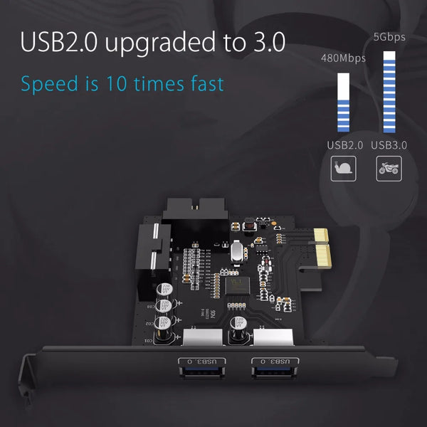 ORICO USB 3.0 PCI-E Expansion Card Adapter PCI-E USB 3.0 HUB Controller Adapter Card with 15Pin Power Supply PCI-E Extender Card