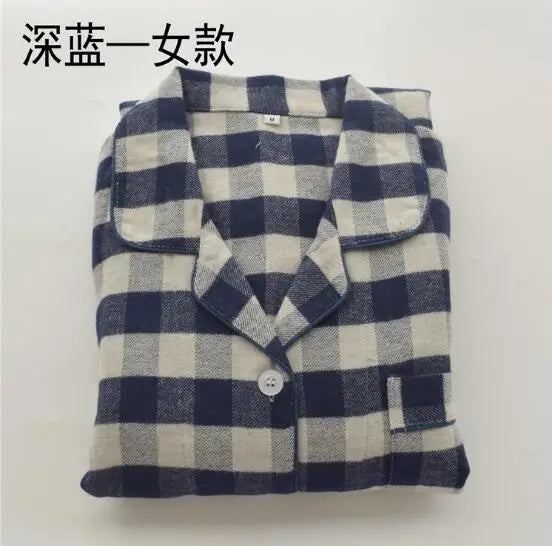 Fdfklak Large size spring autumn pijamas women long sleeve cotton pajamas set plaid couple's pijama sleepwear pyjama femme