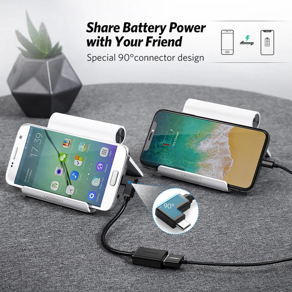អាដាប់ទ័រខ្សែ Micro USB OTG Ugreen សម្រាប់ Xiaomi Redmi Note 5 ឧបករណ៍ភ្ជាប់ Micro USB សម្រាប់ Samsung S6 ថេប្លេត Android USB 2.0 OTG អាដាប់ទ័រ